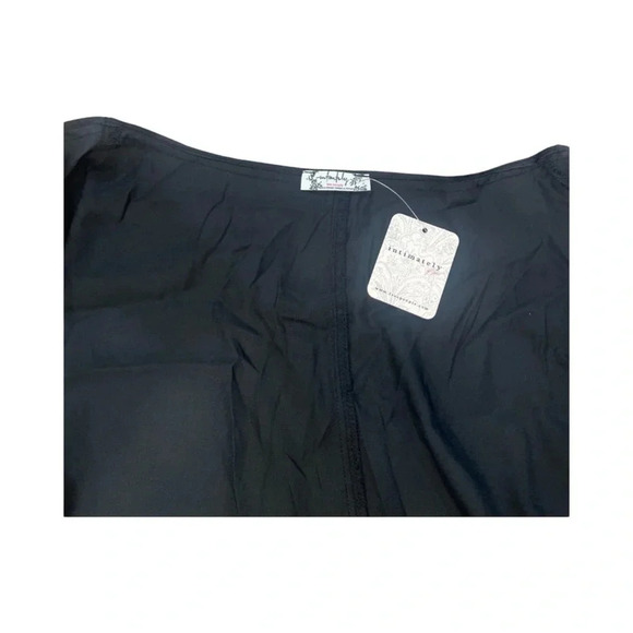 Free People Moonbeams  Lace Trim Satin Robe | Black | Size Small | NWT - Picture 10 of 13